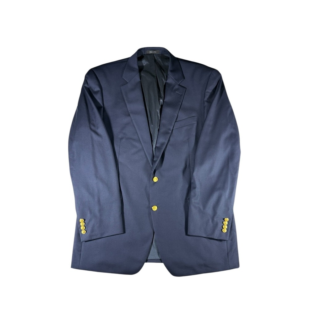 Lauren Ralph Lauren Men 44L Navy Wool Blazer Gold Buttons Classic Nautical Sport